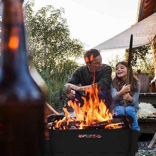 Miniatura 6 de Pozo de fuego de 20 pulgadas, hoguera portátil para exteriores con bandeja para barbacoa, hoguera de acero desmontable para patio trasero, patio,