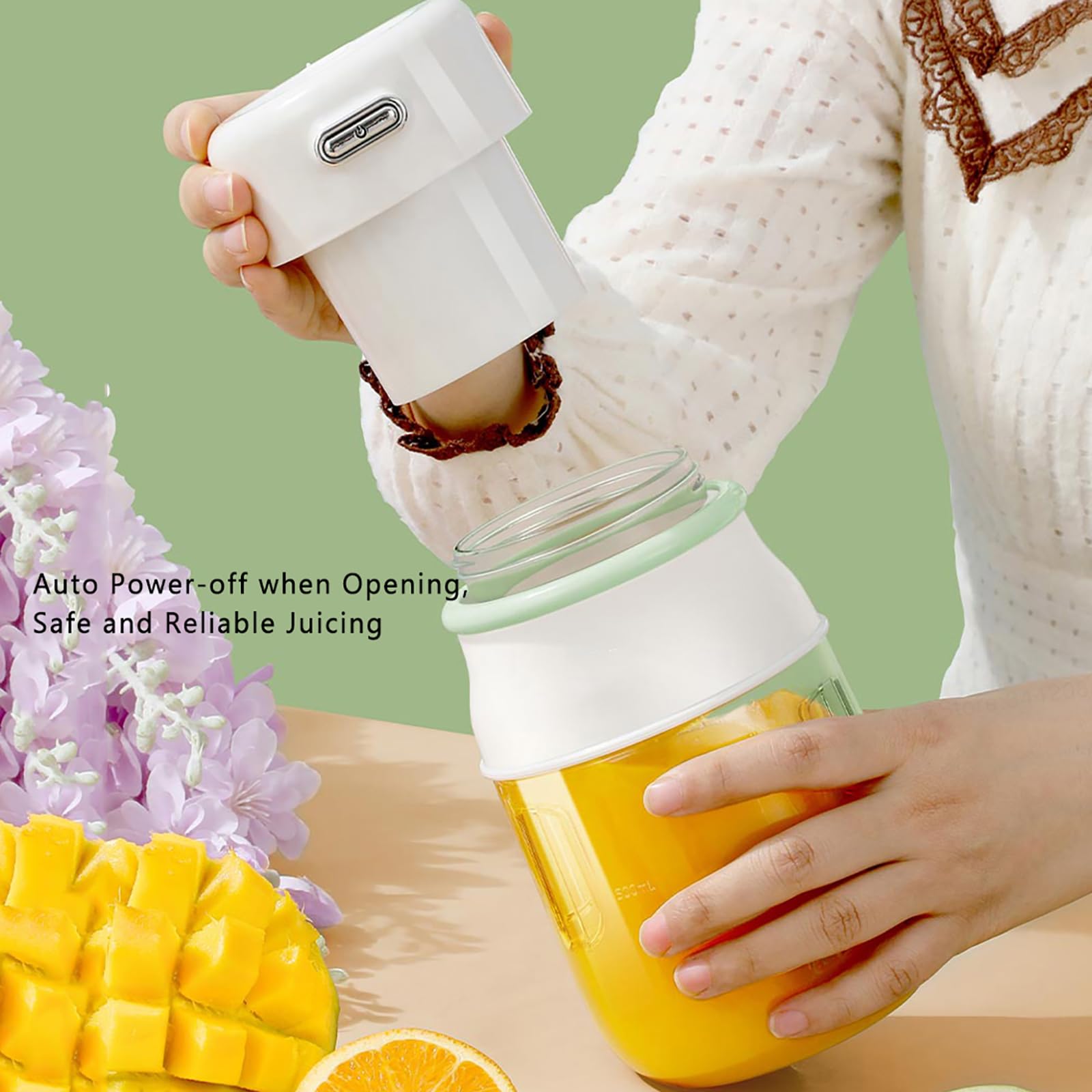 Osobista Wyciskarka Do Soku, Przenośny Blender Z 10 Szt. Ostrzy Ze Stali Nierdzewnej 304, Duża Pojemność 800 Ml I Prędkość 19200 Obr./min, Ładowanie Przez USB, Do Soków, Koktajli I Koktajli