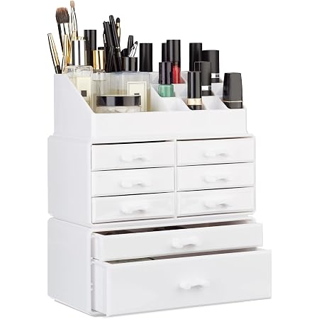 Organisateur Cosmétiques Relaxdays - 3 Parties, 21 Compartiments Acrylique Transparent