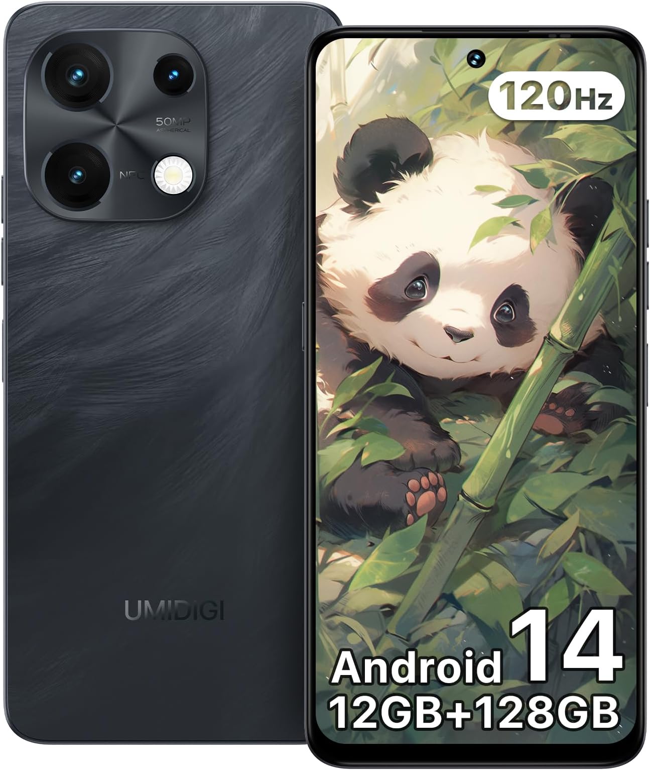 UMIDIGI Note100 Sim-free Smartphone Body, 120Hz Refresh Rate, Android 14, Smartphones, 12 GB RAM + 128 GB ROM/1TB Extendable, 4G Dual SIM Smartphones, Face Authentication, Fingerprint Authentication
