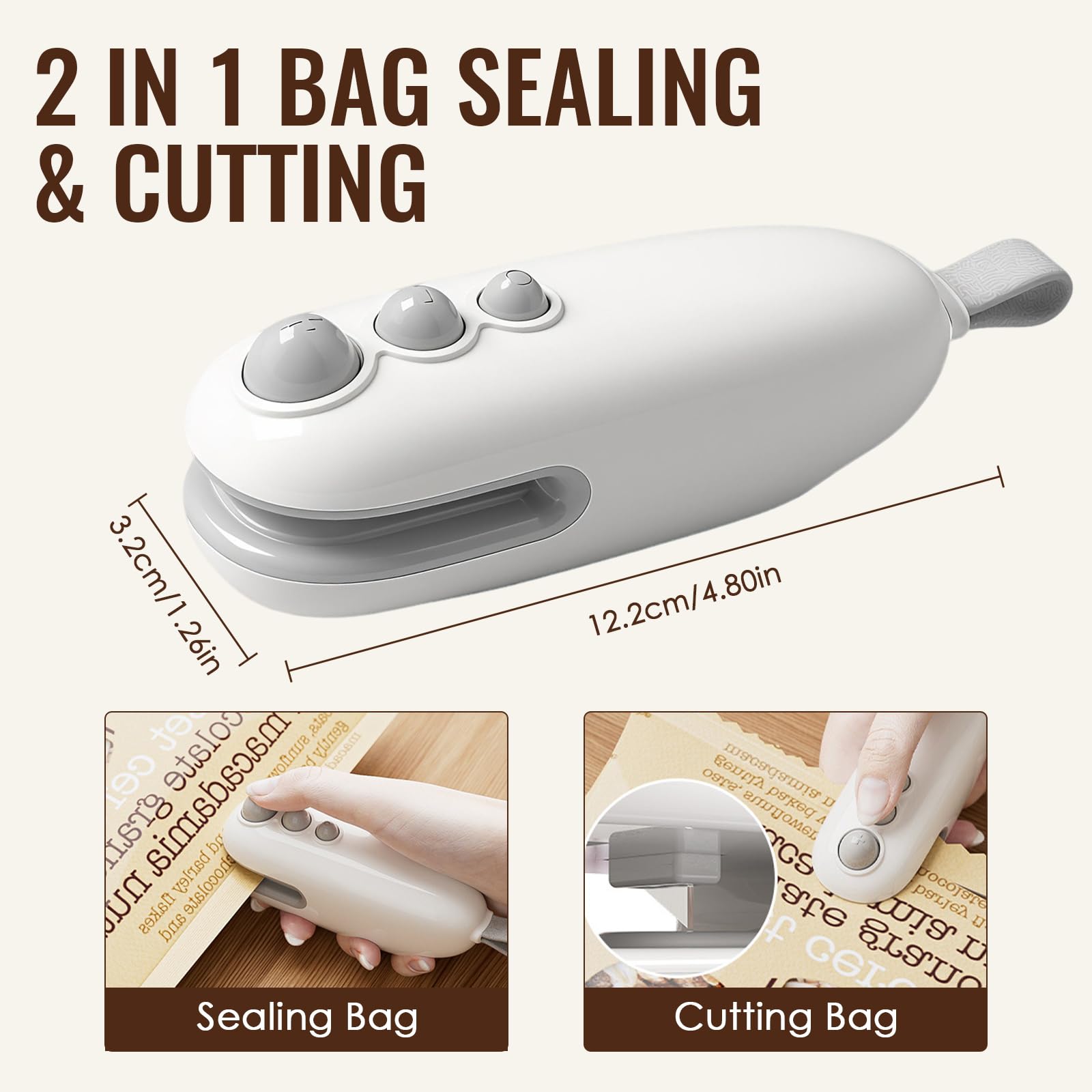DONGKER Mini Scelleur,Scellant sous Vide Thermique Rechargeable par USB 2 en 1 Machine de Scellage Portable pour Sacs À Puces Sac en Plastique de Stockage de Nourriture