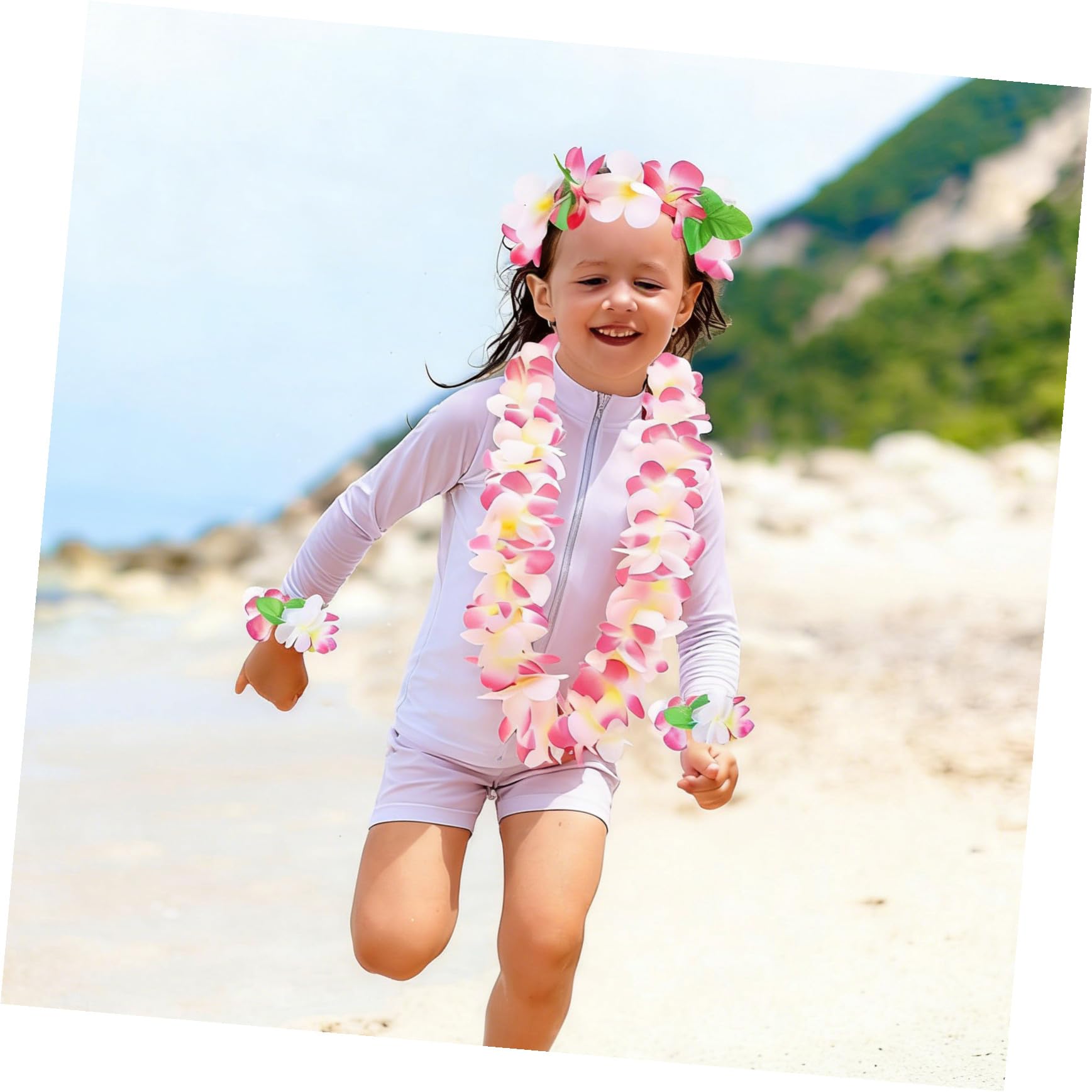 STOBOK 1 Juego Leus Hawaianos Guirnaldas De Flores Leis Collar Hawaiano Luau Tropical Joyas De Fiesta Luau Tocado De Flores Tropicales Diadema Hawaiana Paño Las Flores Banquete Venda