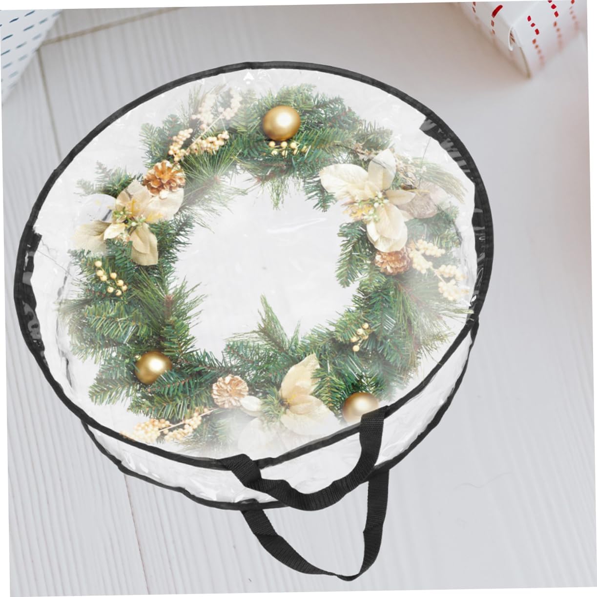 Zerodeko Christmas Wreath Storage Bag Container for Holiday Decor with Heavy-duty Handles for Storing Garlands and Wreaths for Christmas and Halloween Decorations