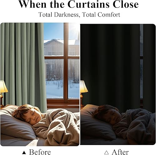 Miniatura 6 de Pony Dance Cortinas 100% opacas, cortinas gruesas de doble capa de bloqueo de luz, cortinas opacas con aislamiento térmico y reducción de ruido para