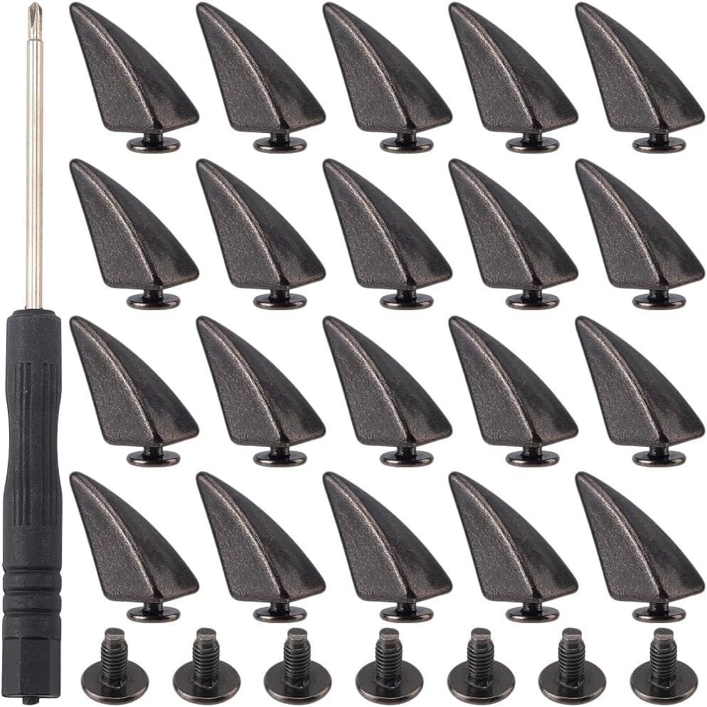 Metal Horn Cone Punk Spikes Studs Kit Dragon Claw Spikes Screwback Rivets Alloy Buckle Back Buttons Decorative Rivets for Clothing Shoes Bags Belt Hat Leather Crafting(Black)