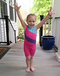 TFJH E Girls' Sparkle Gymnastics Leotard - One-Piece, Open Back, Athletic Practice Wear
