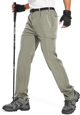 NATUVENIX Mens Hiking Pants Lightweight - Quick Dry Water Resistant Stretch Travel Pants with 6 Pockets for Fishing Camping
