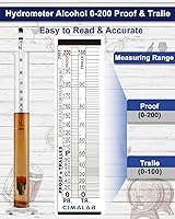 Vista 5 de CIMALAB Kit de medidor de alcohol hidrómetro, hidrómetro de alcohol 0-200 a prueba y Tralle con tarro de prueba de hidrómetro, probador de alcohol a