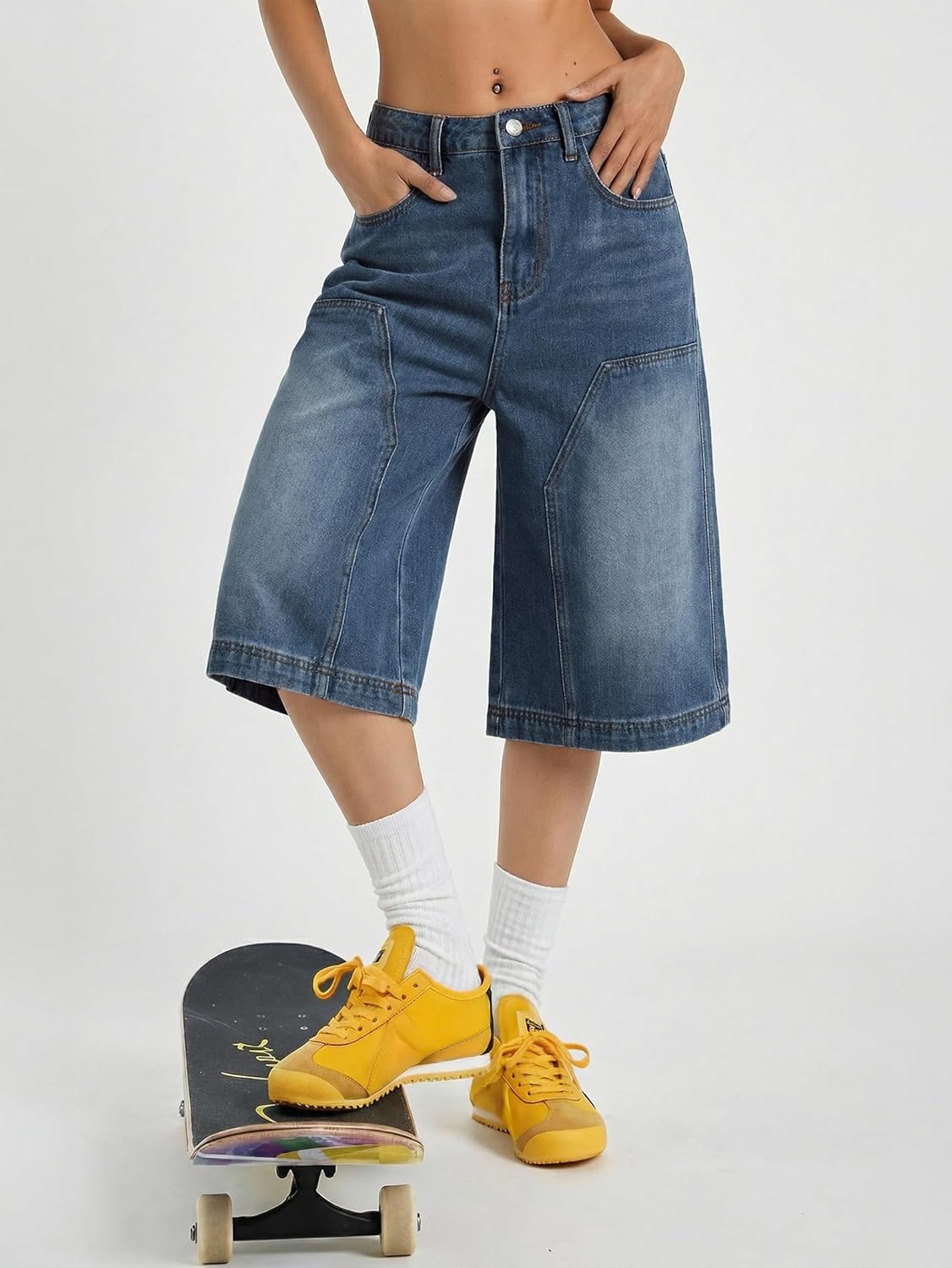 EMMIOL Women Baggy Jorts Y2k Wide Leg Denim Shorts Casual Knee Length Jean Jorts with Pockets 2026 Trendy Streetwear - Image 5