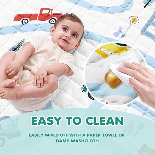 Miniatura 4 de MHOMER Tapete de juego para bebés de 50 x 50 pulgadas, grueso y suave, tapete antideslizante de calidad premium para bebés y niños pequeños,