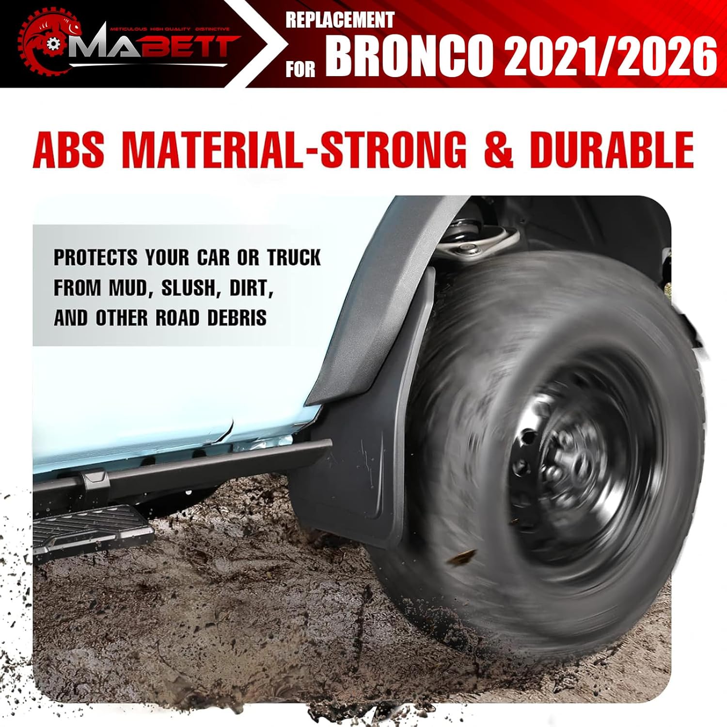 Mabett Mud Flaps for Ford Bronco Accessories 2026，2021-2025 4-Door No Punching Required Front Only 2PCS