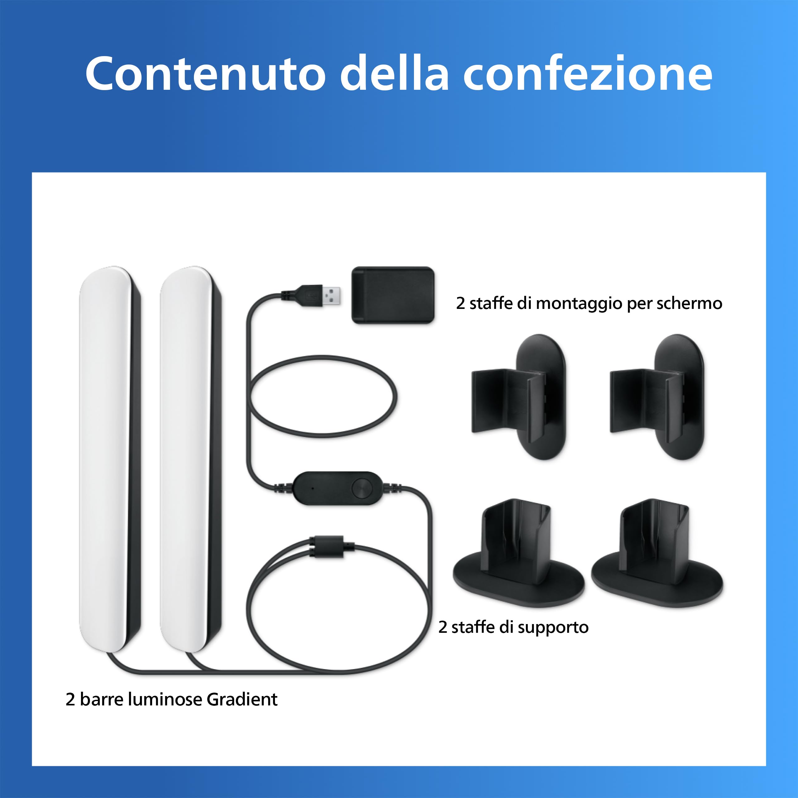 Philips Smart Lighting Gradient Barre Luminose, LED RGBIC, Lampada da Tavolo, Effetti Multicolore, Sinc TV e Musica, Luce Immersiva, Facile da Instal, Connected by WiZ, Alexa, Google Home, Apple Home