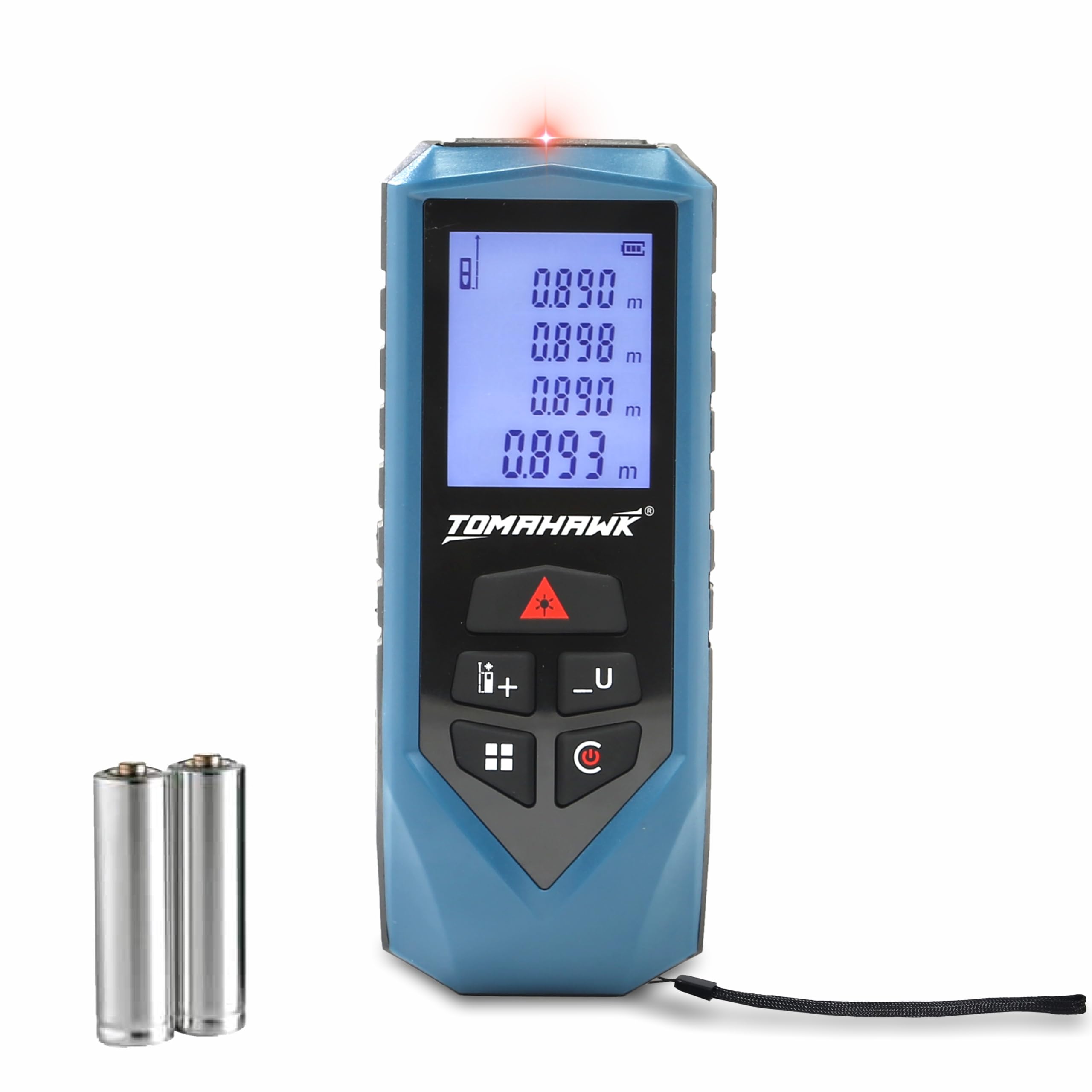 TOMAHAWK® TFR-0600 LT Laser Distance Measurer, 60m/194ft Range | Laser Class 2, Range up to 60 m, ±2 mm | Versatile Laser Measuring Device | IP54 Waterproof Level | Backlit LCD, Batteries Included