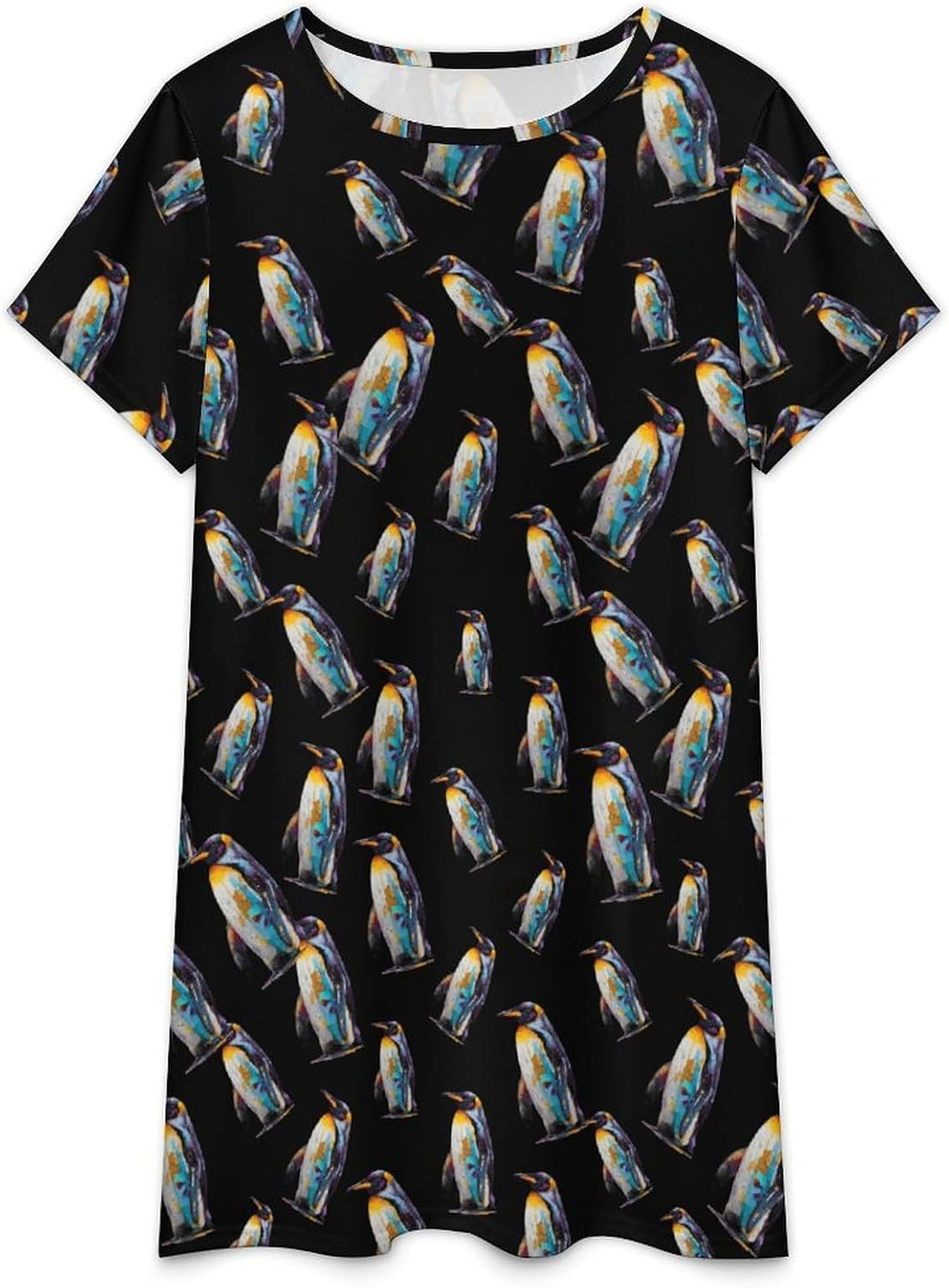 Painting Penguin1 Nightgowns for Women Short Sleeve Sleep Dress Casual Sleepshirt Night Gowns Pajamas