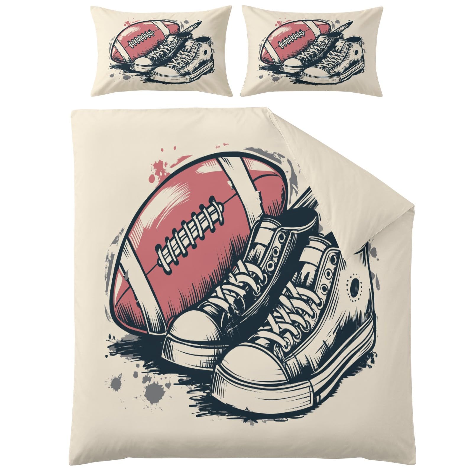 Zestaw pościeli z mikrofibry ze szkicem sportowym z nadrukiem 260 x 240 cm