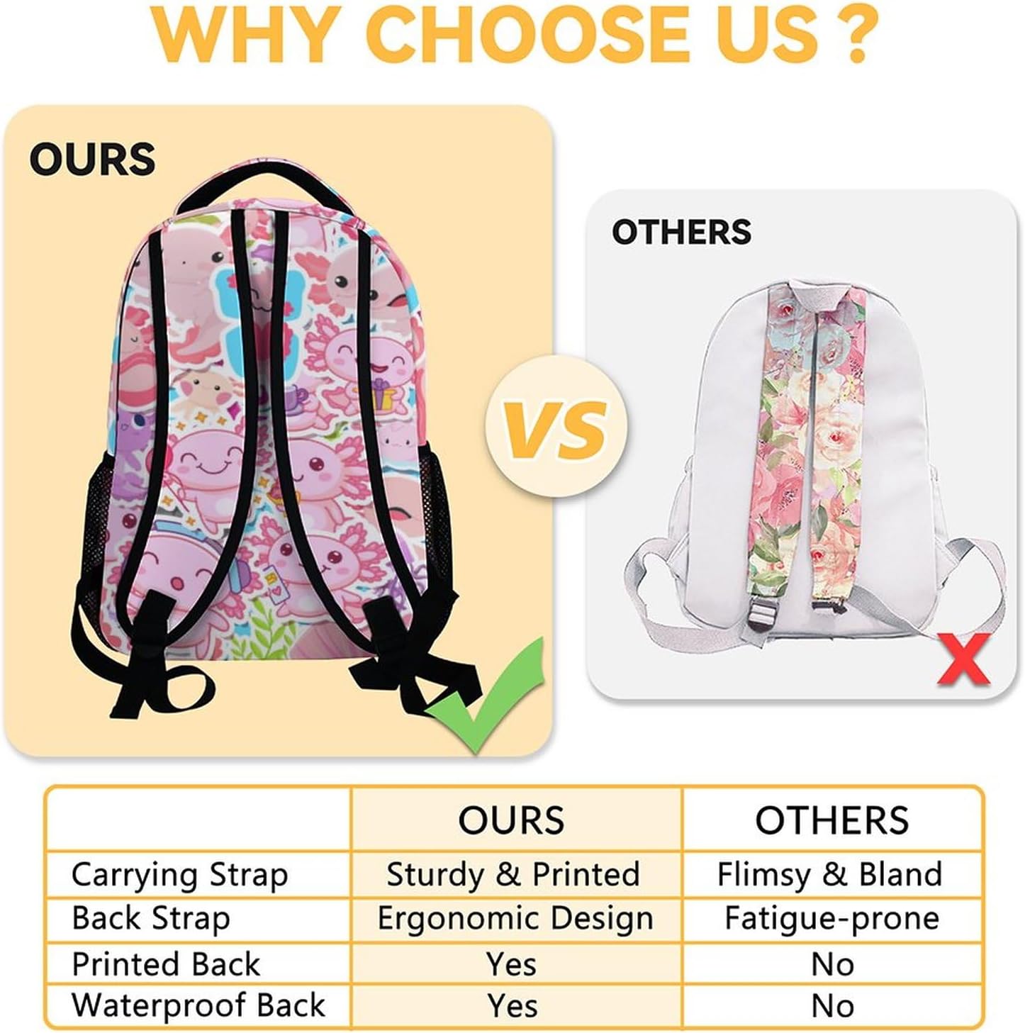 Girls Backpack for School - 16" Cute Axolotl Backpacks for Kids - Pink Large Capacity Lightweight Bookbag for Students - Cartoon Animals School Bag for Preschool - Image 4