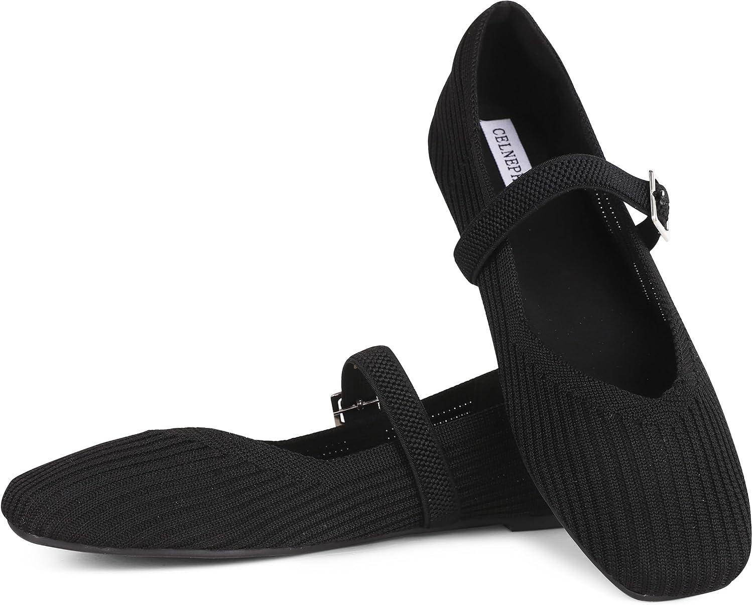 CELNEPHO Flats for Women Mary Jane Shoes Ballet Flats Shoes Square Toe with Ankle Strap Dressy Comfortable Office Shoes