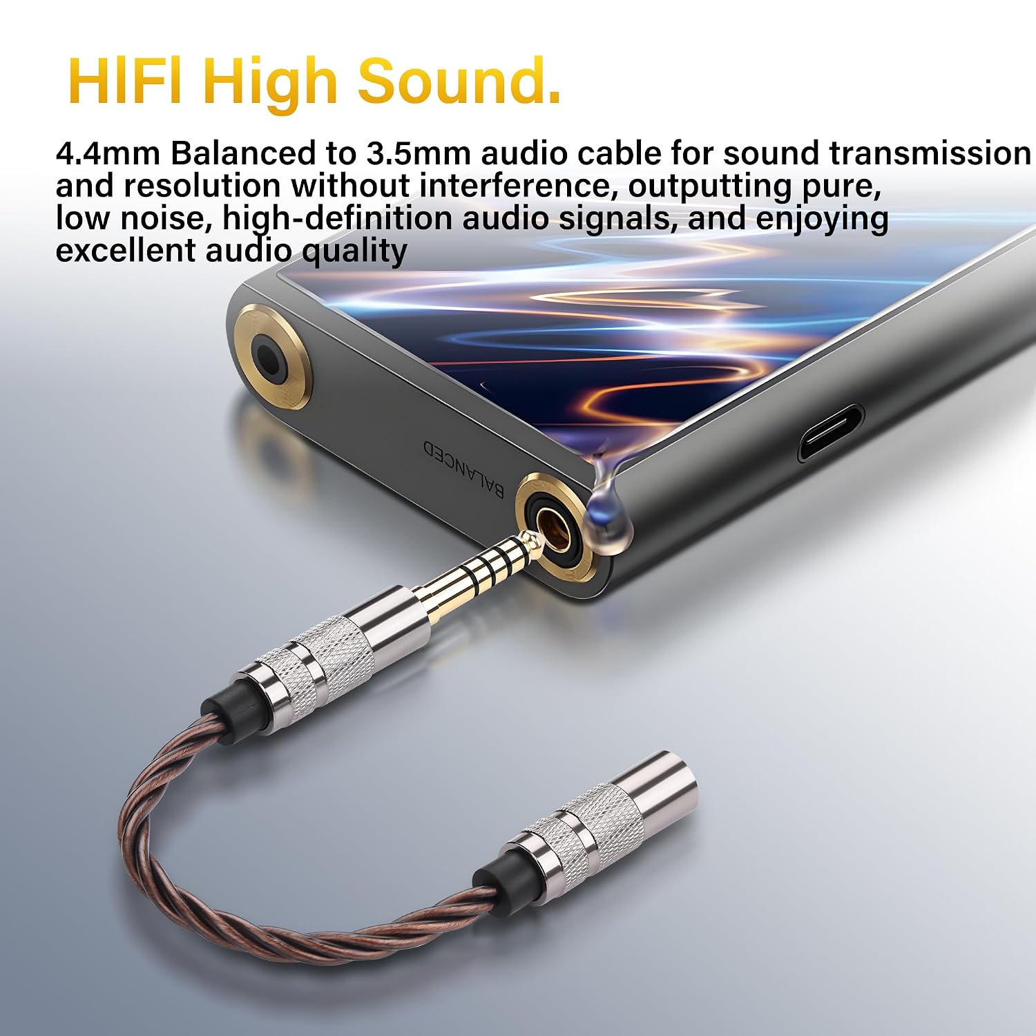 SinLoon 4.4mm to 3.5mm Audio Adapter Cable, Balanced Male to Stereo Female, HiFi Gold Plated OFC Braided Cord, 15cm Short Converter for Walkman DAP Headphone Amp (Bronze)