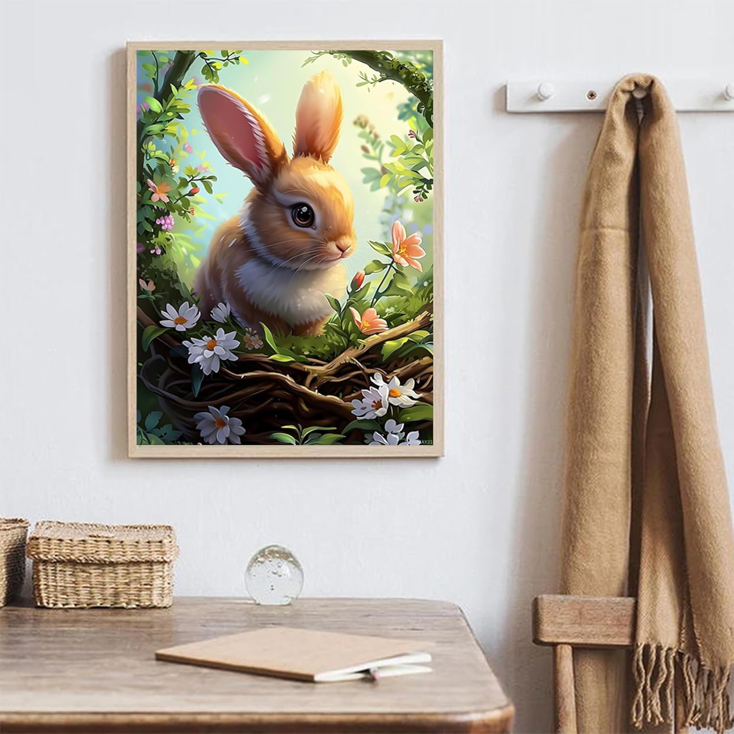 TUTUMAY21 ウサギ ダイヤモンド ペインティング キット 大人用 5D かわいいウサギ 花 ダイヤモンド アート キット 初