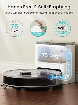 Lefant M2S Plus Robot Vacuum with Mop, 10,000Pa Suction, 75 Days Hands-Free
