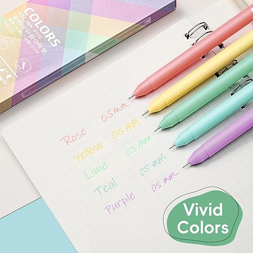 Miniatura 2 de Bolígrafos de colores, 5 bolígrafos de gel de tinta de color de 0.020 in, bolígrafos de punta fina de escritura suave de secado rápido para diario y