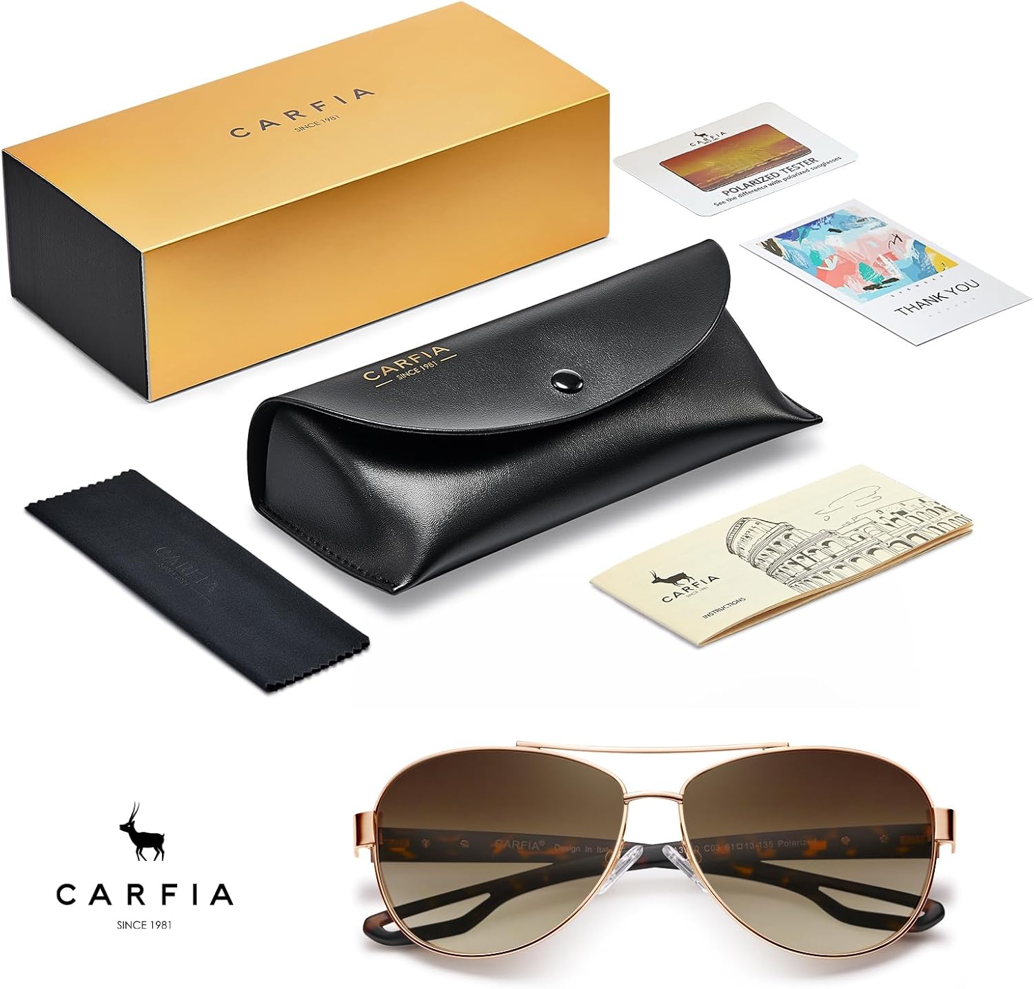 CARFIA Lightweight Retro Pilot Sunglasses for Women Polarized UV Protection, Trendy Outdoor Driving Lady Sunnies Metal Frame - Image 8