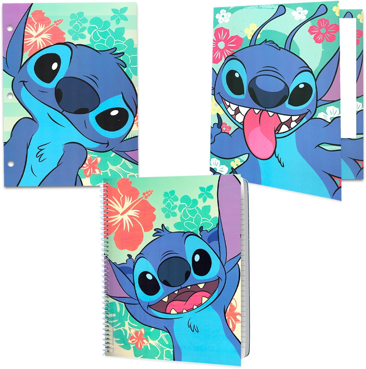 Disney Stitch Backpack with Lunch Box for Kids Set - Bundle with 16" Backpack, Lunch Bag, Folders, Notebook, Water Bottle, Stickers, More | Lilo and Stitch School Supplies for Girls