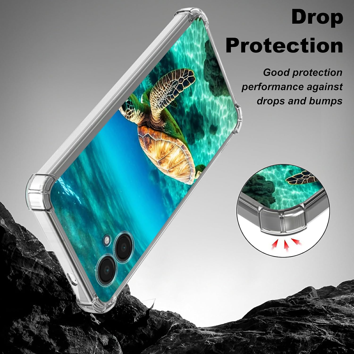 for Samsung Galaxy A06 Clear TPU Phone Case with 4 Air Cushion Corners Military-Grade Shockproof Anti-Yellowing Slim Protection Cover for Samsung A06,Sea Turtle thumbnail