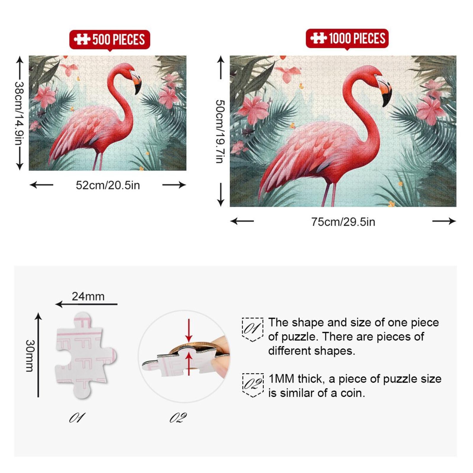 Amazon.com: UMIRIKO Flamingo Puzzles 1000 Pieces Jigsaw Puzzle