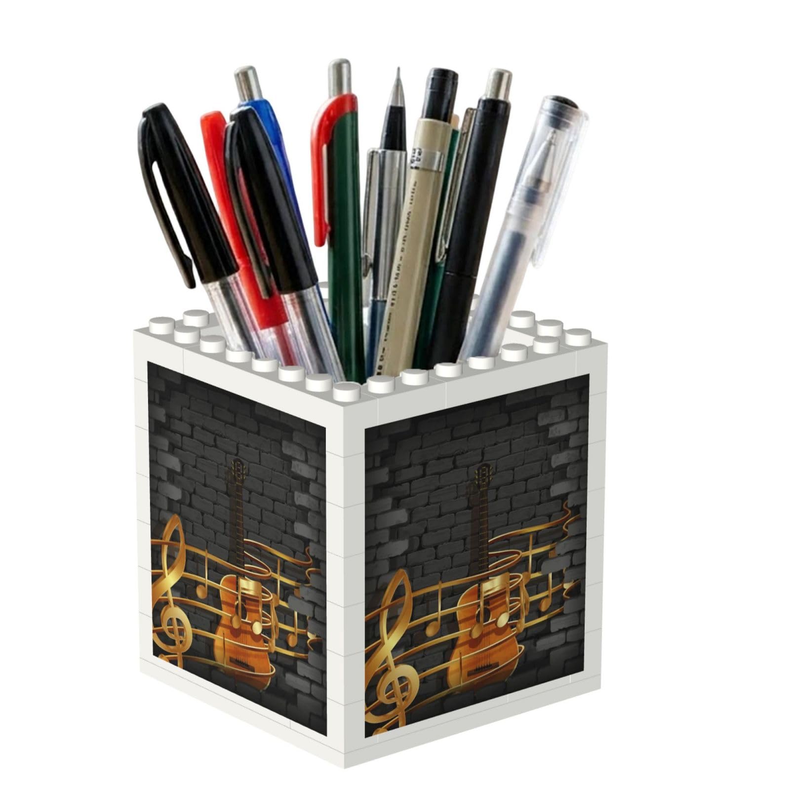 Poadnly Note Guitar Printed, Pen Pot Pencil Holder for Office Home School, Compact Desk Organiser for Office Stationery
