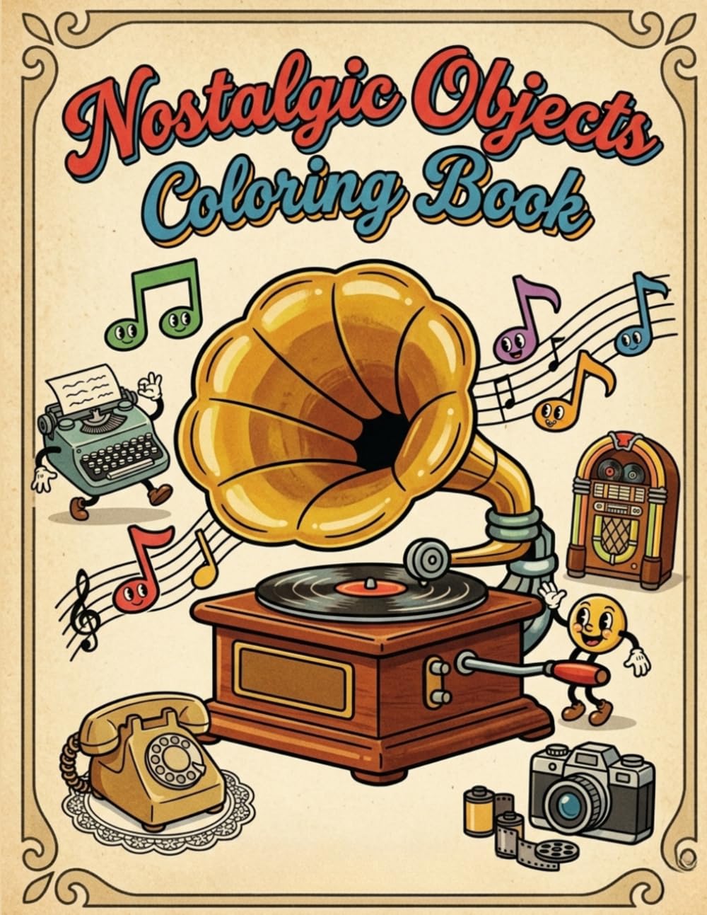 NOSTALGIC OBJECTS COLORING BOOK: Retro Inspired Coloring Pages for Adults Featuring Timeless Vintage Objects