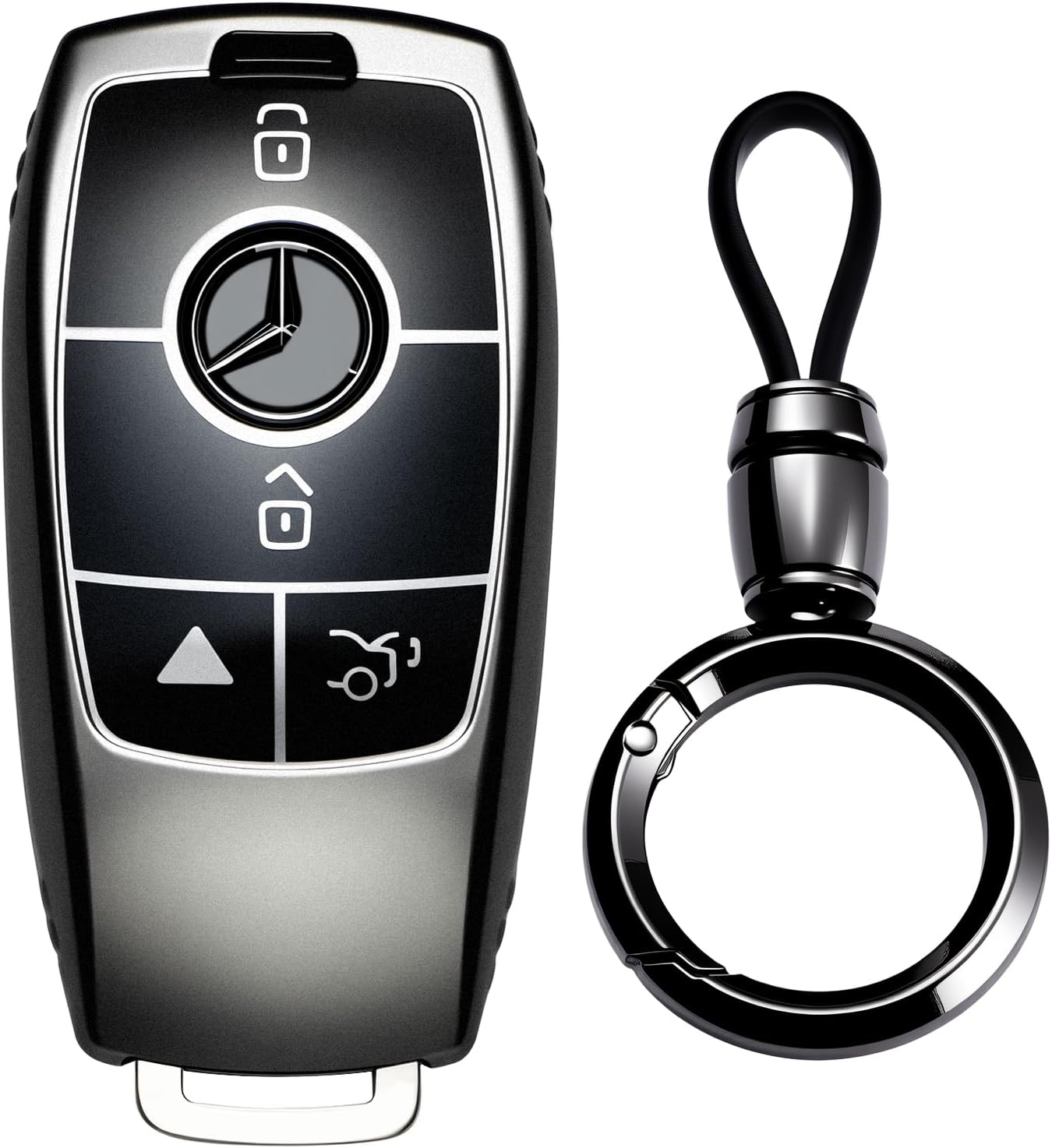 Lcyam Key Fob Cover Smooth Durable Remote Case Fits for Mercedes-Benz A220 E63S AMG E-Class GLE 350 4MATIC E300 E400 E43 W213 Smart Key 2019 2020 2021 (matte metallic)