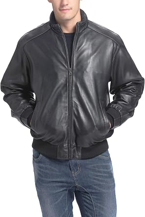 BGSD Men City Lambskin Leather Bomber Jacket Also available in Big and Tall