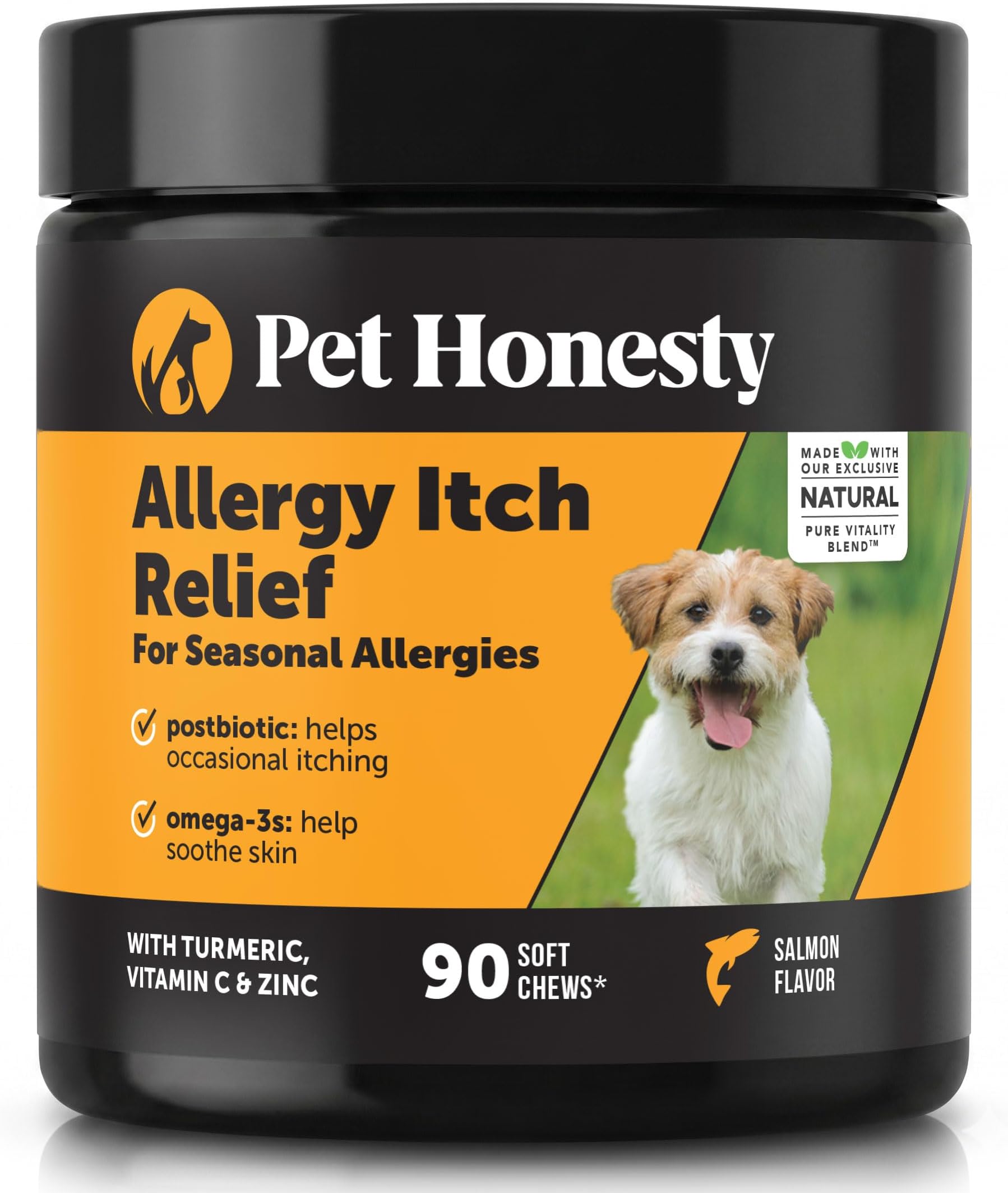 PetHonesty Skin Health Supplement Fish Oil Soft Chews with Omegas, DHA Gold, Flaxseed, Probiotics for Dogs (90 ct)