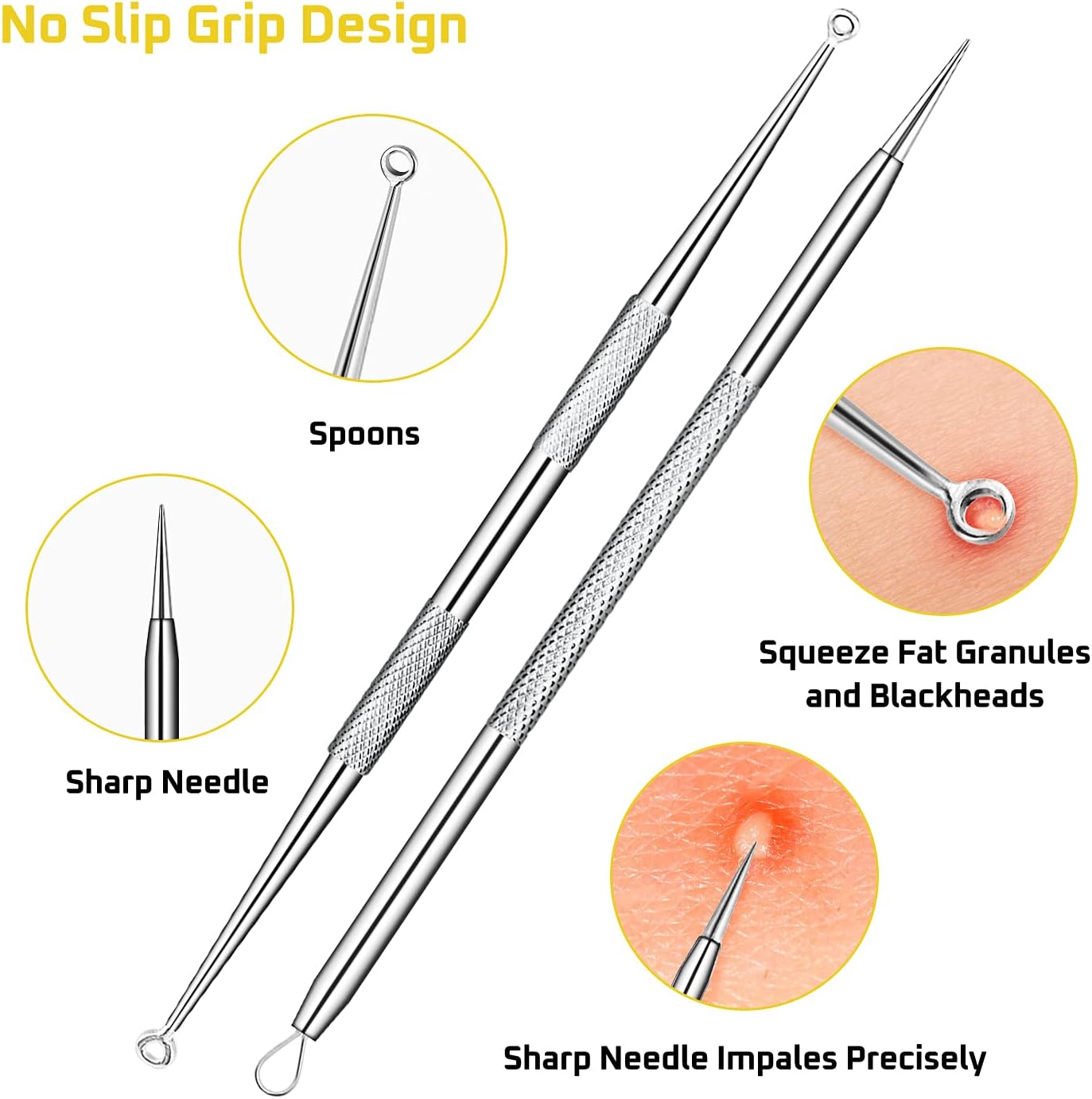 BAbuGIG Pimple Popper Tool Kit,Acne Removal Tool kit 11 Pcs Remover Comedone Extractor for Quick and Easy Removal of Pimples, Blackheads for Acne Blemish Removal (Silver-11) : Beauty & Personal Care