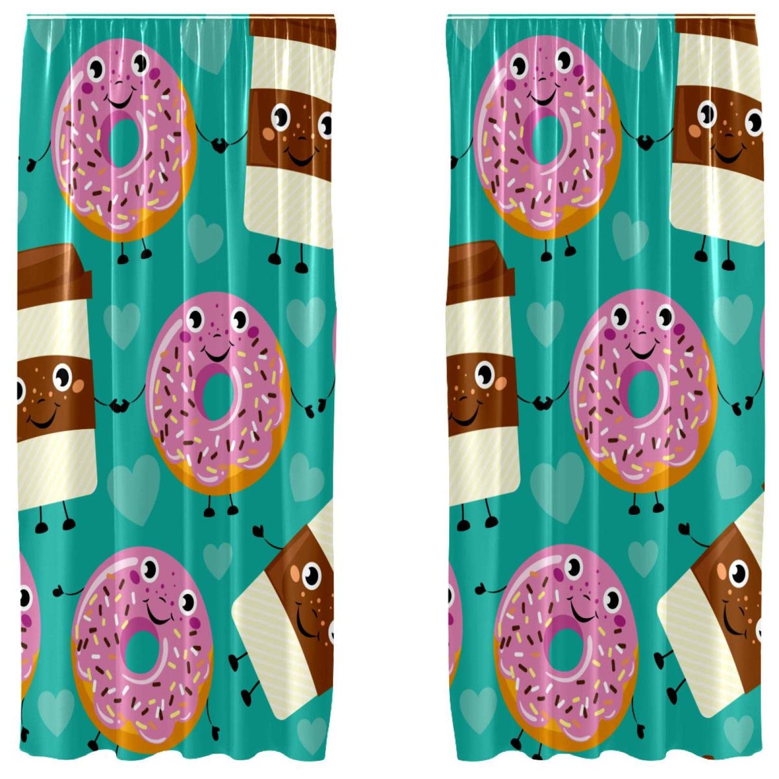 Cortinas de panel para cocinas y comedores modernos con estampado animado de café