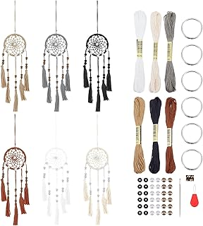 INFUNLY 6 Set Mini Dream Catchers Kit for Keychain DIY Dream Catcher Making Kit Colorful Handmade Small Dream Catcher for Bag Pendant Car Interior Backpack Charm