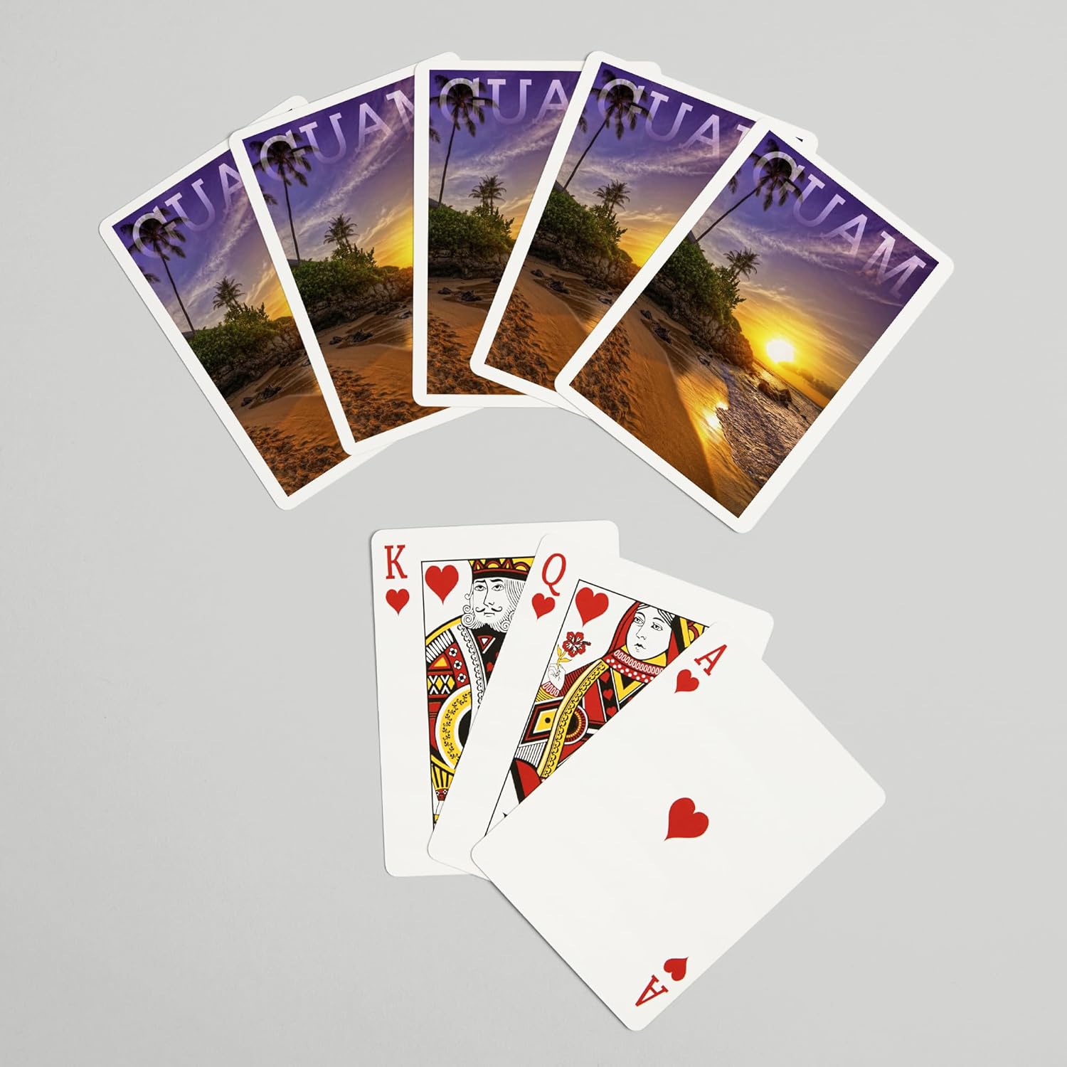 Lantern Press Guam, Sunset and Palm, 52 Playing Cards for Adults, Poker Size Card Deck