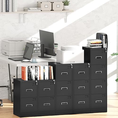 Miniatura 93 de Greenvelly Archivador D de 18 pulgadas, archivador de 3 cajones con cerradura, archivador vertical con bloqueo para oficina en casa, archivador