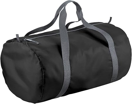 BagBase Packaway Barrel Bag/Duffel Water Resistant Travel Bag (32 Liters) (One Size) (Black)