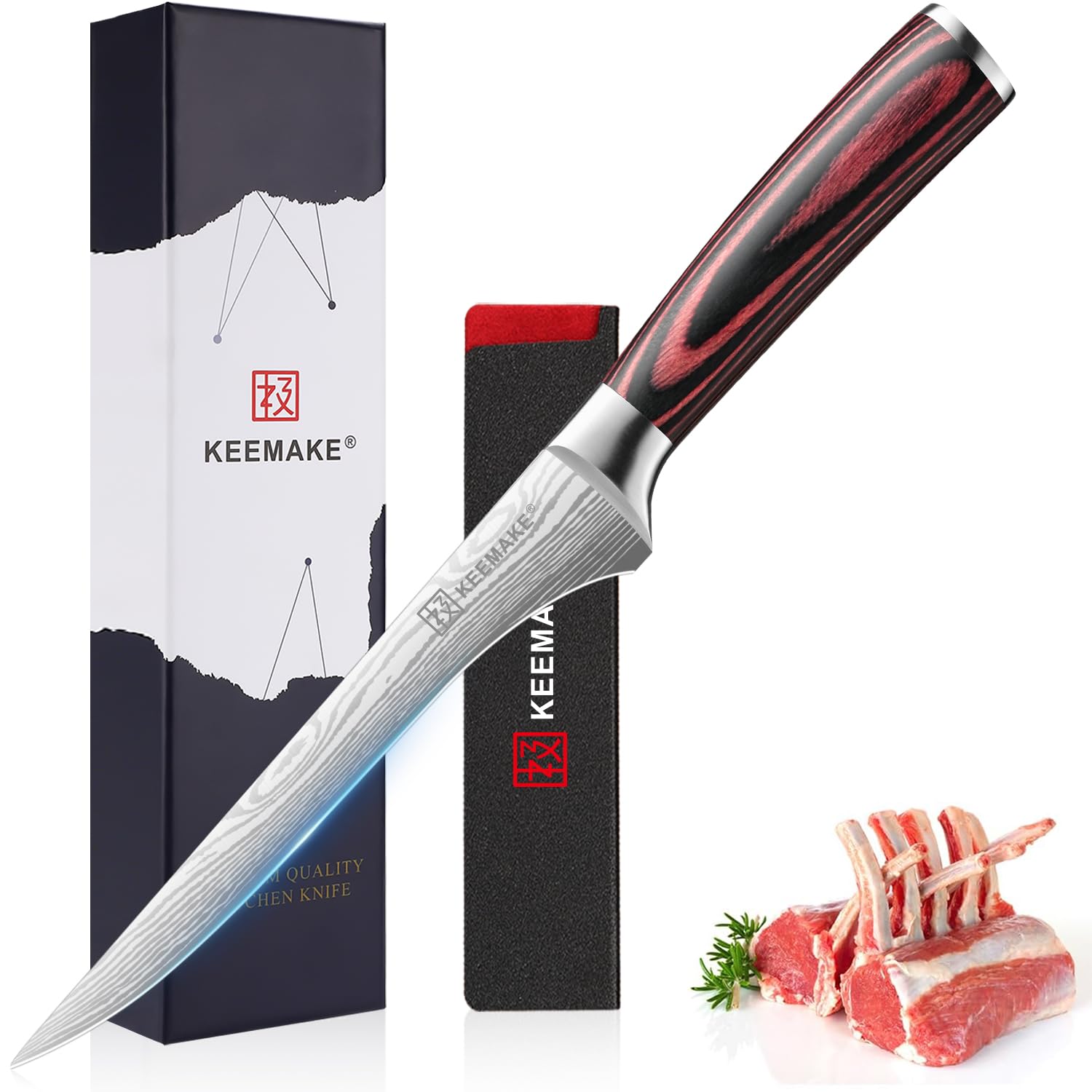 KEEMAKE Kochmesser aus geschmiedetem Premium-Edelstahl mit ergonomischem Griff für Haushalt und Profiküche