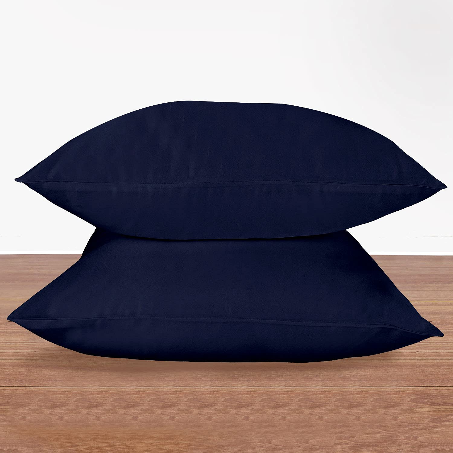 Sunday Home 400 Thread Count 100% Cotton Pillow Cases - Queen Size 20 x 30 Inches, Navy Blue, Set of 2 - Bed Pillow Cover Set, Soft & Silky Sateen Weave, Wrinkle and Fade Resistant