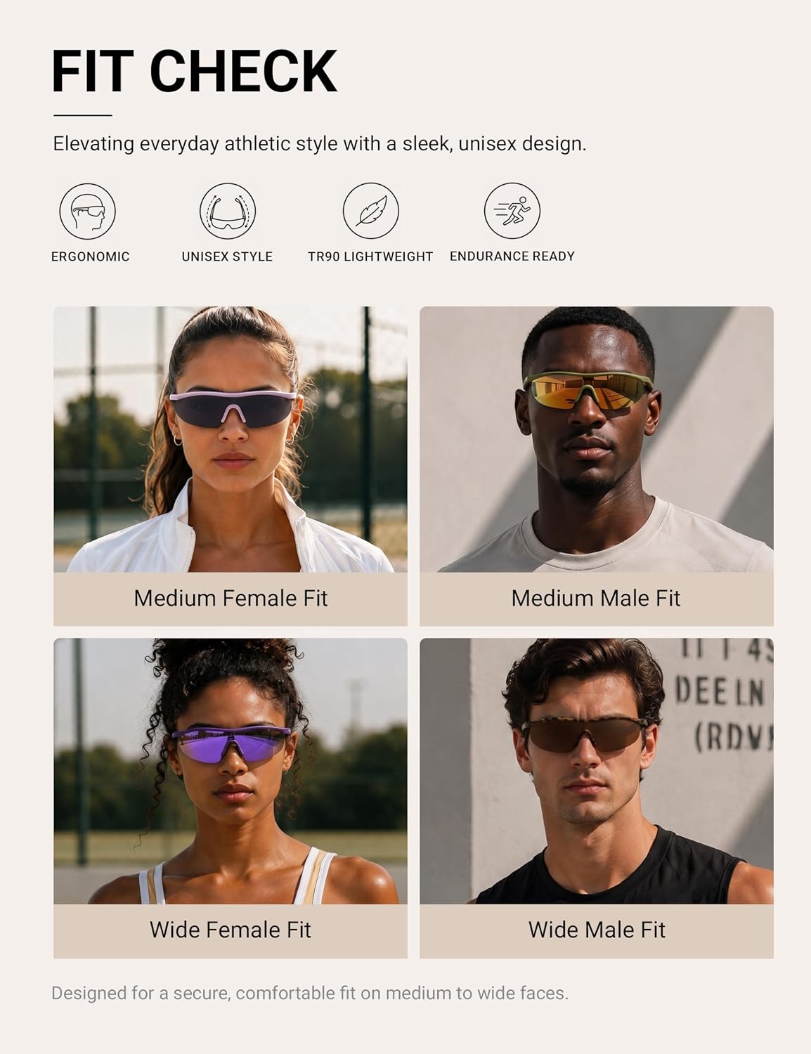 TIJN Anti-Slip Sport Sunglasses Men Women,UV400 Running Baseball Cycling Golf Hiking Fishing Wrap Around Outdoor Glasses