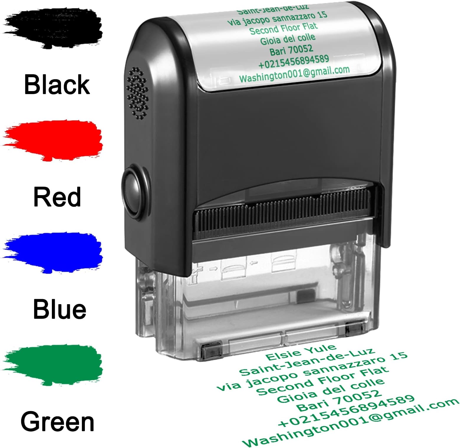 Personalised Stamp 75x38mm Custom Self-Inking Business Address Rubber Stamps Up to 8 Lines-4 Color and Font Choices