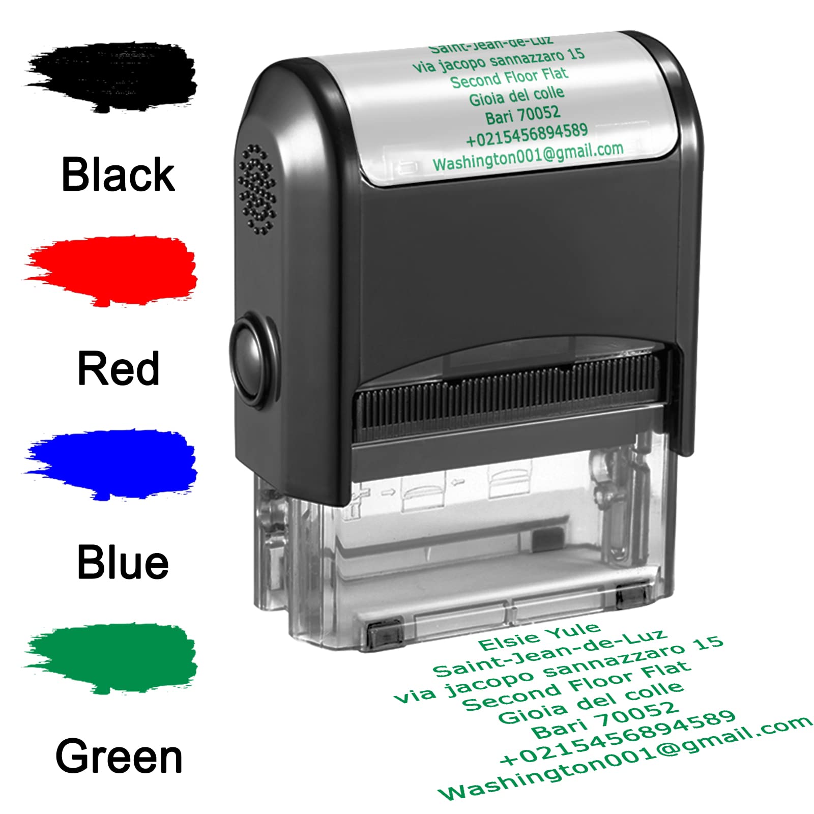 Personalised Stamp 75x38mm Custom Self-Inking Business Address Rubber Stamps Up to 8 Lines-4 Color and Font Choices