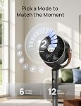 DREO Eventail intelligent pour chambre, Eventails debout pour la maison, 120°+150° Eventaillateur de piédestal oscillant Wi-Fi / Contrôle de la voix, 100ft 20db Circulateur silencieux RGB Éventail, DC Moteur, 6 Modes, 12 Vitesses, hauteur réglable de 37-42''