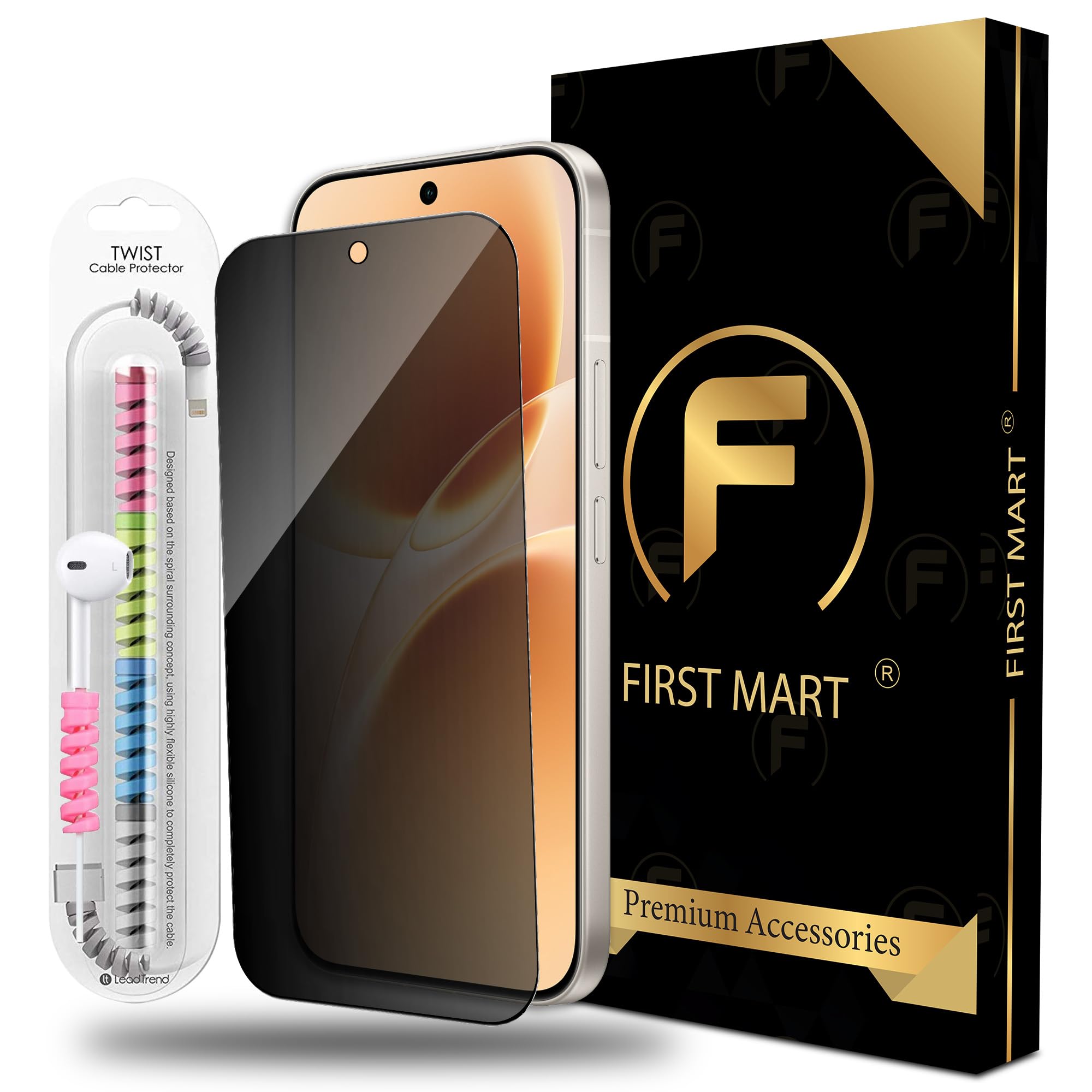 FIRST MART Privacy Tempered Glass for Vivo V70 & Vivo V70 Elite with Cable Guard & Installation Kit | Anti-Spy 9H Screen Protector, Edge-to-Edge, Case-Friendly | Black-picture-13
