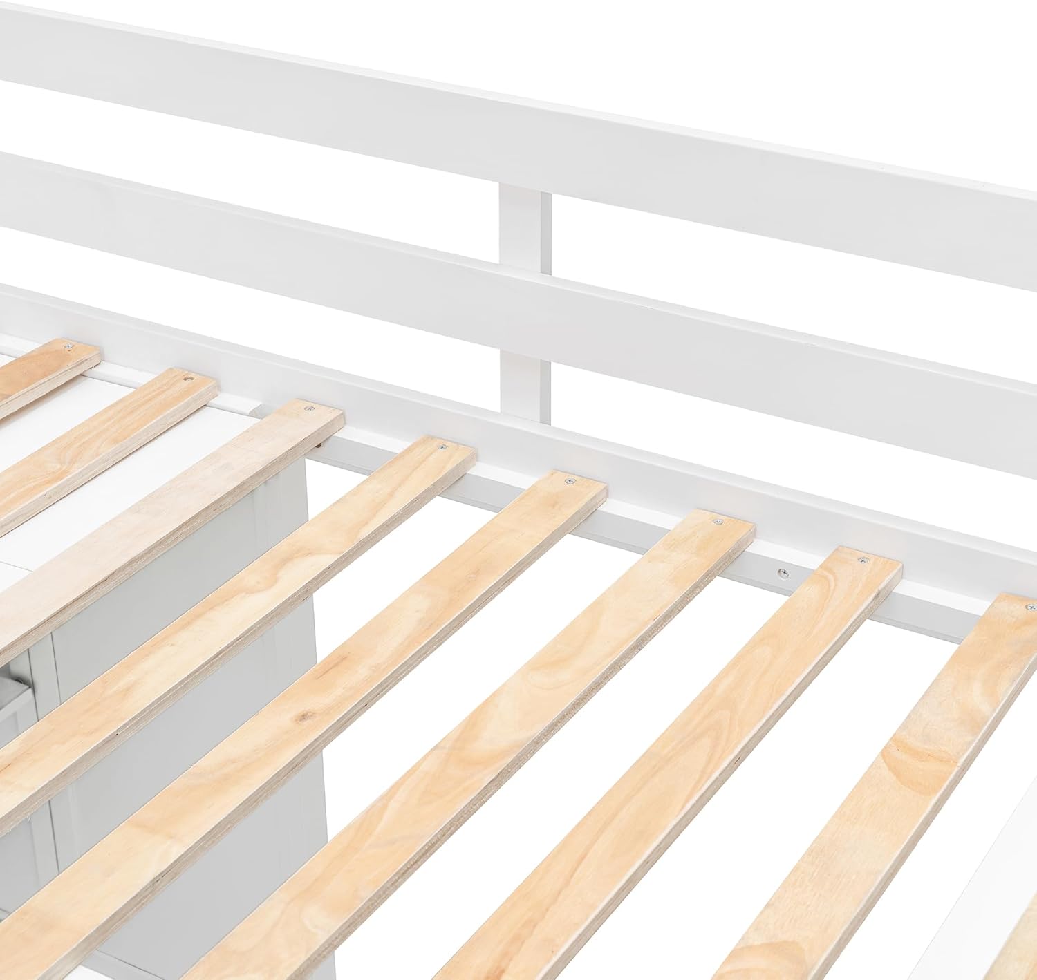 Detail of wooden bed slats on DERCASS Loft Bed