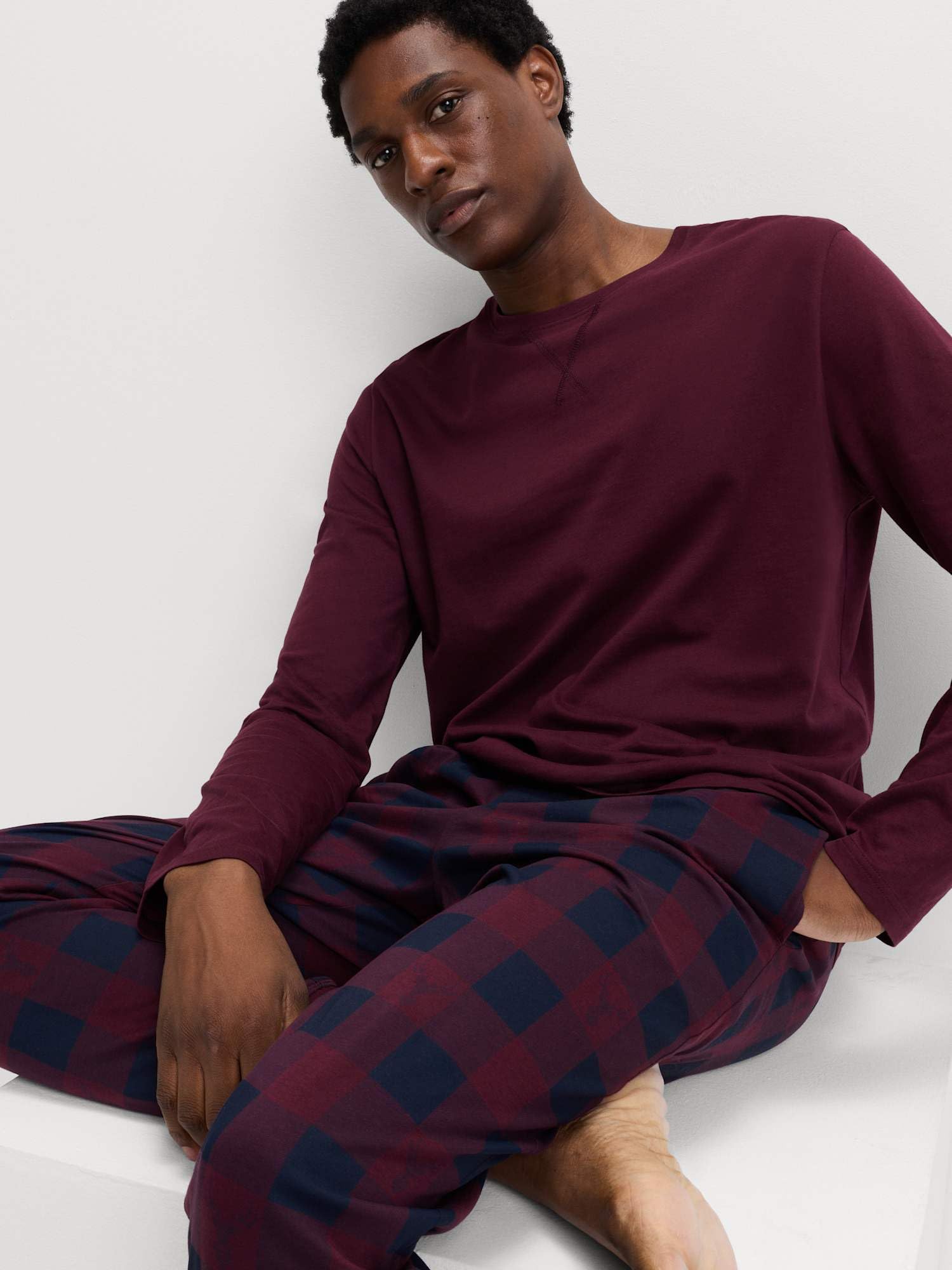 Marks & Spencer Pantalones de Pijama Cómodos de Algodón Puro para Hombre, Cintura con Cordón, con Bolsillos