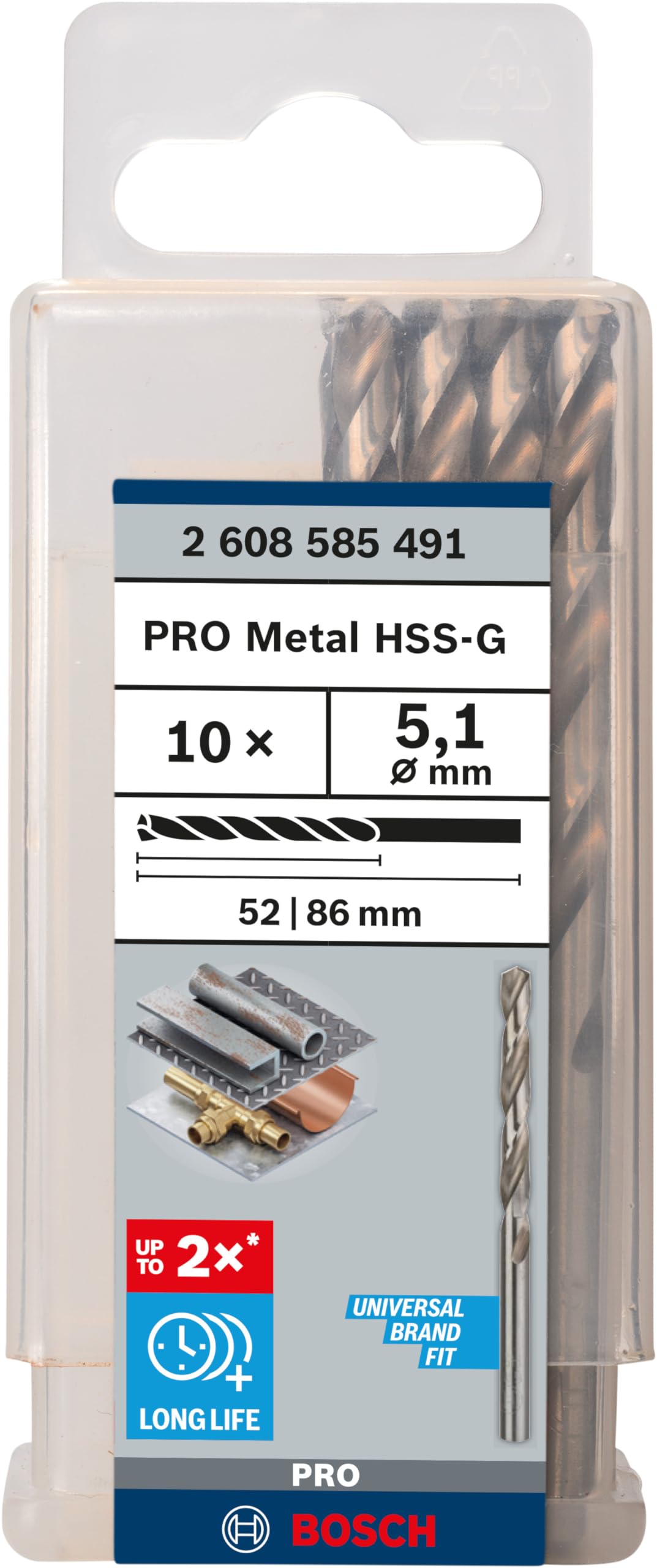 Punta Trapano Bosch HSS-Co 5mm Per Metallo - 5x52x8mm, Per Foratura Precisione E Duravolezza